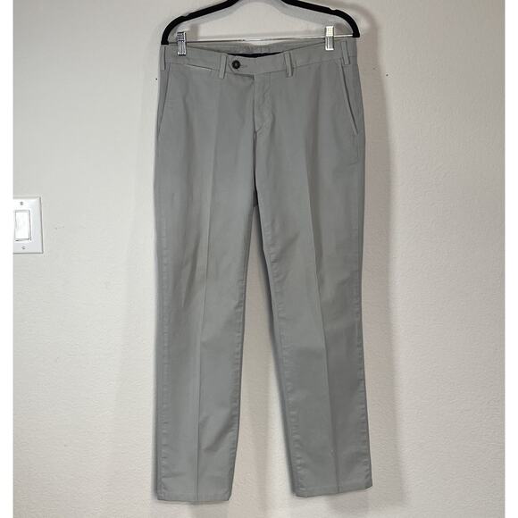 Canali Trouser Pants Men Size IT 48 US 33 Gray Pleated Straight Leg Twill Chinos - Picture 1 of 15